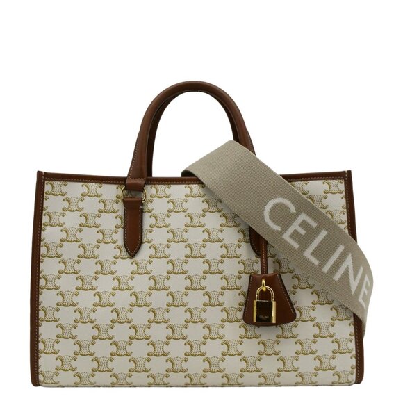 Celine  Horizontal Cabas Triomphe Canvas Tote Cream - Picture 1 of 13